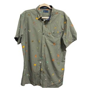 William Murray Olive‎ Green Button Up Golf Shirt Short Sleeved Size Large
